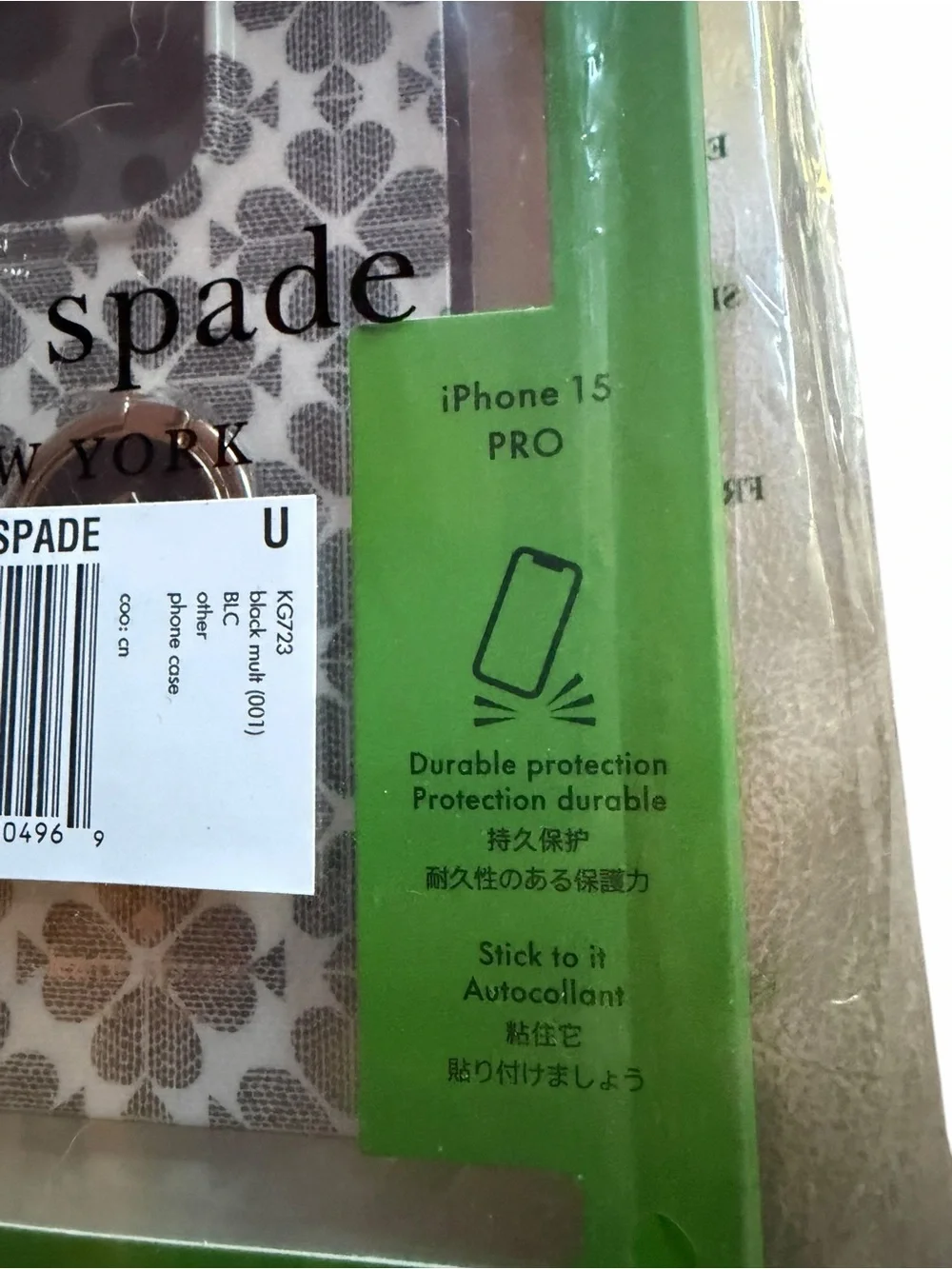 NIB Kate Spade Spade Flower Ring Stand and Flexible Case for iPhone 15 Pro (Styl